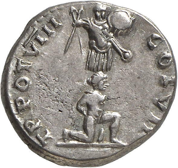 RIC II, Part 1 (second edition) Vespasian 1076 Vespasian reverse, Captive kneeling right, hands tied behind back, in front...