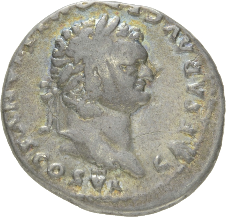 Vespasian obverse — Head of Domitian, laureate, right