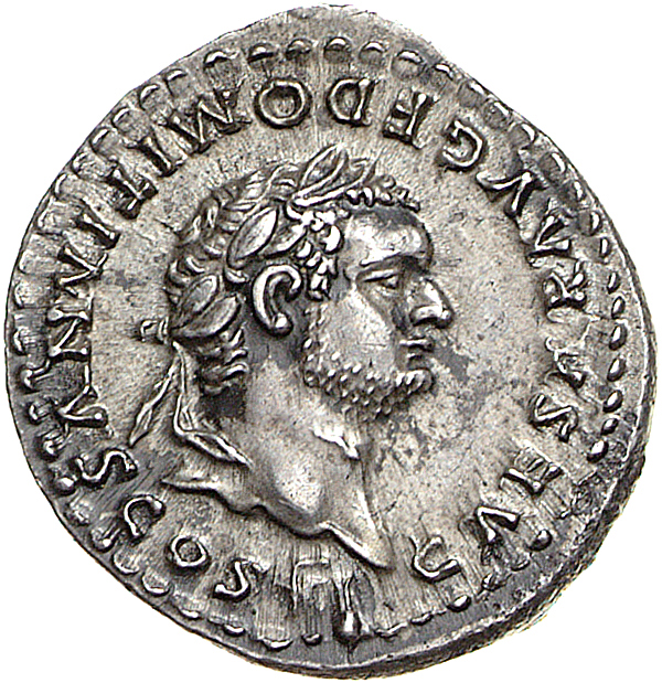 RIC II, Part 1 (second edition) Vespasian 1087 Vespasian obverse, Head of Domitian, laureate, right
