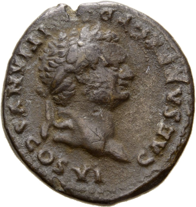 Vespasian obverse — Head of Domitian, laureate, right