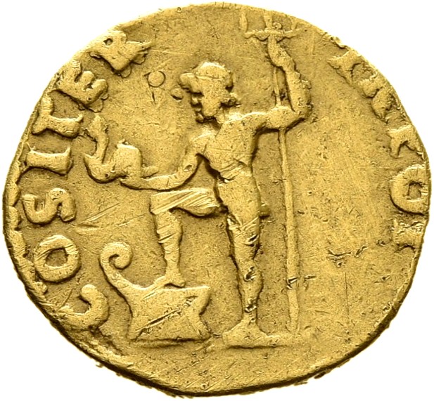 RIC II, Part 1 (second edition) Vespasian 1108 Vespasian reverse, Neptune standing left, resting foot on prow, holding dol...