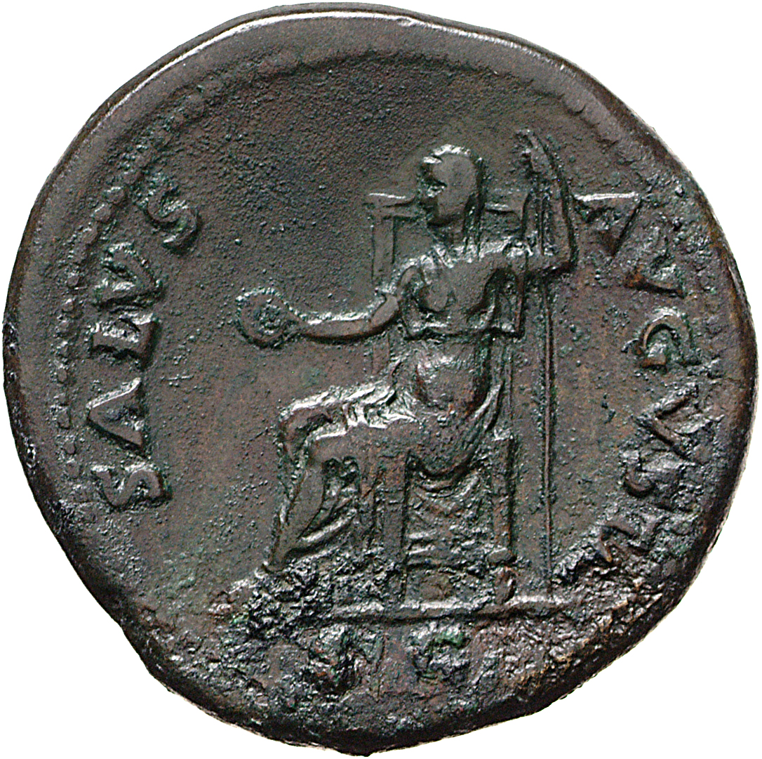 RIC II, Part 1 (second edition) Vespasian 111 Vespasian reverse, Salus, draped, seated left, holding patera in extended ri...