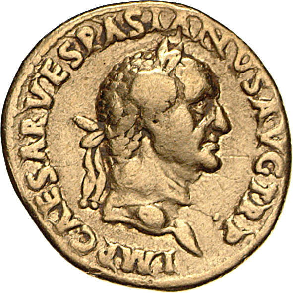 Vespasian obverse — Head of Vespasian, laureate, right