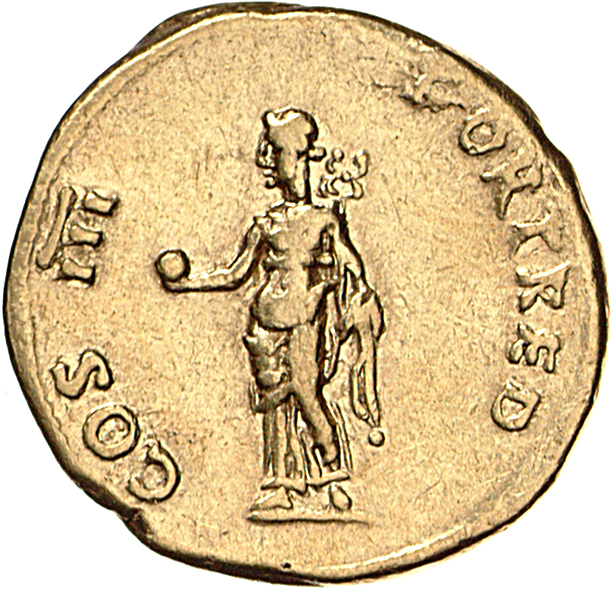 RIC II, Part 1 (second edition) Vespasian 1111 Vespasian reverse, Fortuna, draped, standing left, holding globe extended i...
