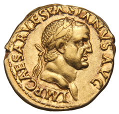 Vespasian obverse — Head of Vespasian, laureate, right