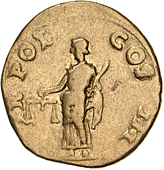 RIC II, Part 1 (second edition) Vespasian 1114 Vespasian reverse, Aequitas standing left, holding scales and rod