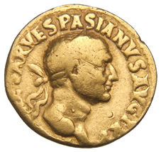 RIC II, Part 1 (second edition) Vespasian 1115 Vespasian obverse, Head of Vespasian, laureate, right