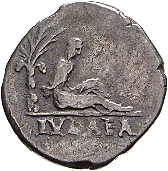 RIC II, Part 1 (second edition) Vespasian 1118 Vespasian reverse, Judea seated right under palm-tree, hands are tied behin...