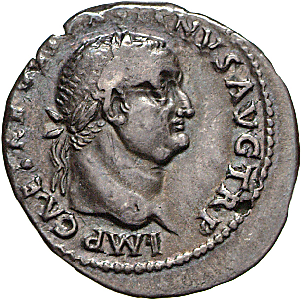 Vespasian obverse — Head of Vespasian, laureate, right
