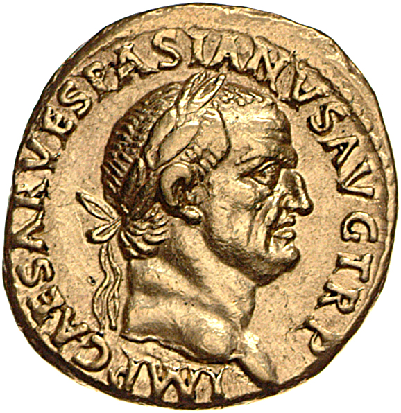 RIC II, Part 1 (second edition) Vespasian 1125 Vespasian obverse, Head of Vespasian, laureate, right