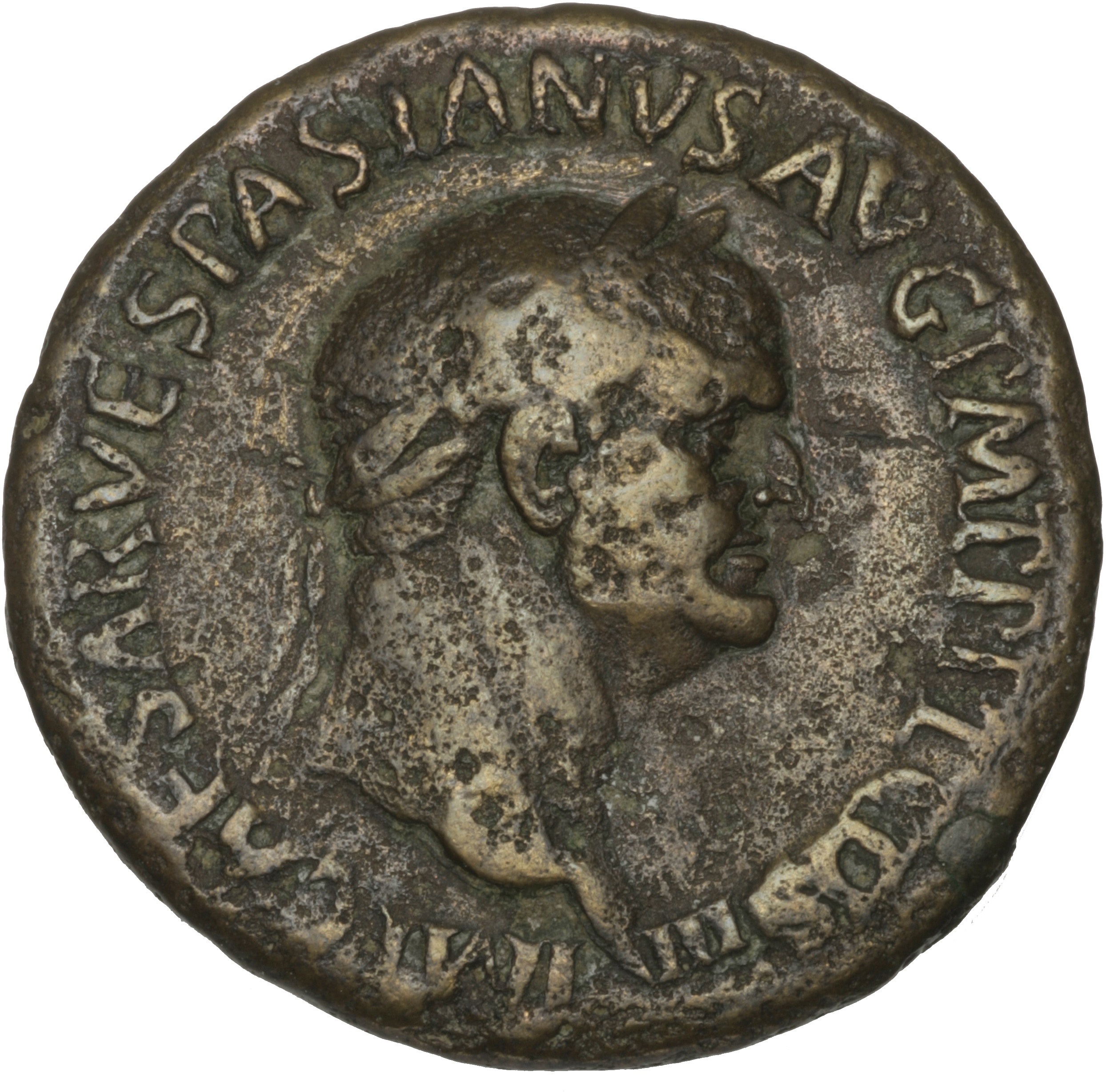 RIC II, Part 1 (second edition) Vespasian 113 Vespasian obverse, Head of Vespasian, laureate, right