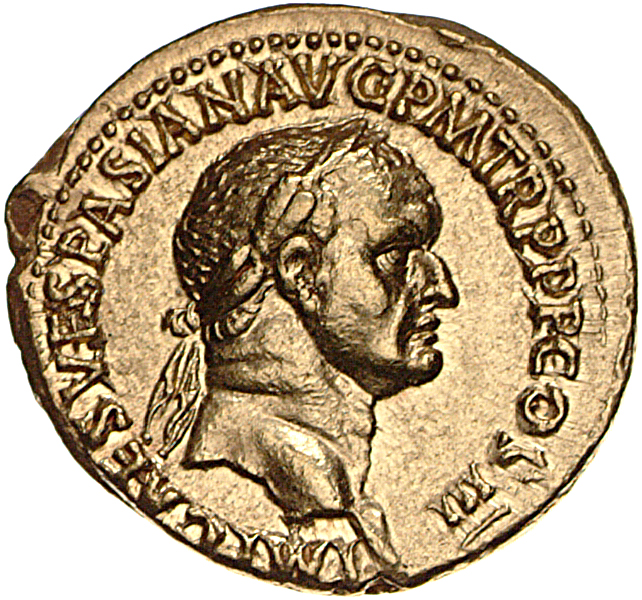 RIC II, Part 1 (second edition) Vespasian 1130 Vespasian obverse, Head of Vespasian, laureate, right