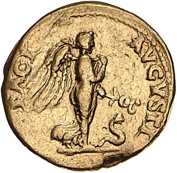 RIC II, Part 1 (second edition) Vespasian 1130 Vespasian reverse, Nemesis, winged, draped, advancing right, holding in lef...
