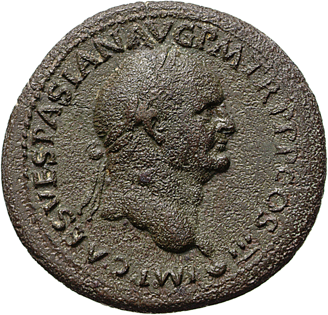 RIC II, Part 1 (second edition) Vespasian 1136 Vespasian obverse, Head of Vespasian, laureate, right; globe at point of neck