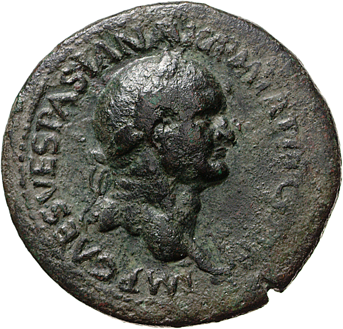 RIC II, Part 1 (second edition) Vespasian 1137 Vespasian obverse, Head of Vespasian, laureate, right; globe at point of neck