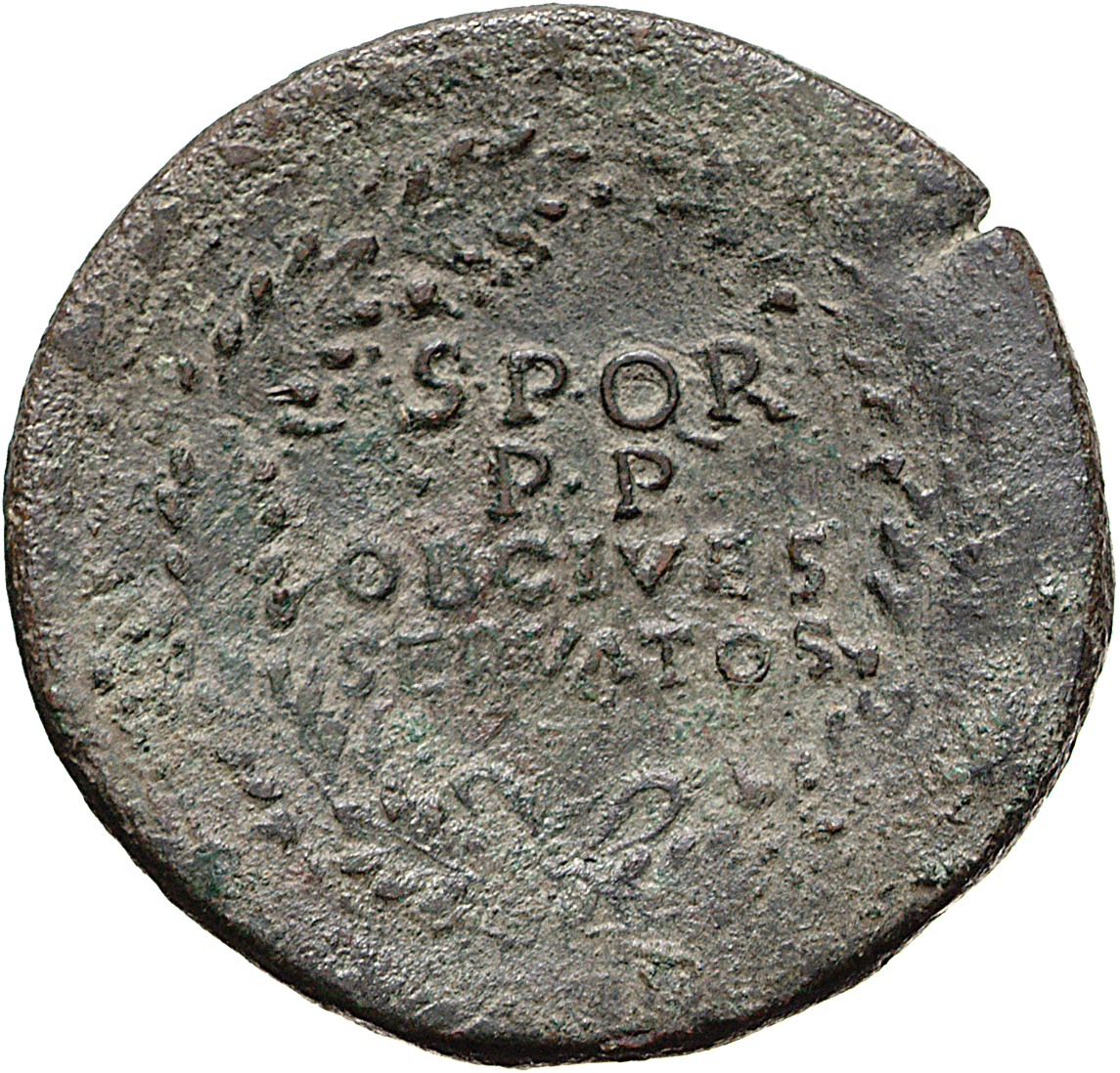 RIC II, Part 1 (second edition) Vespasian 1137 Vespasian reverse, Legend in four lines in oak-wreath