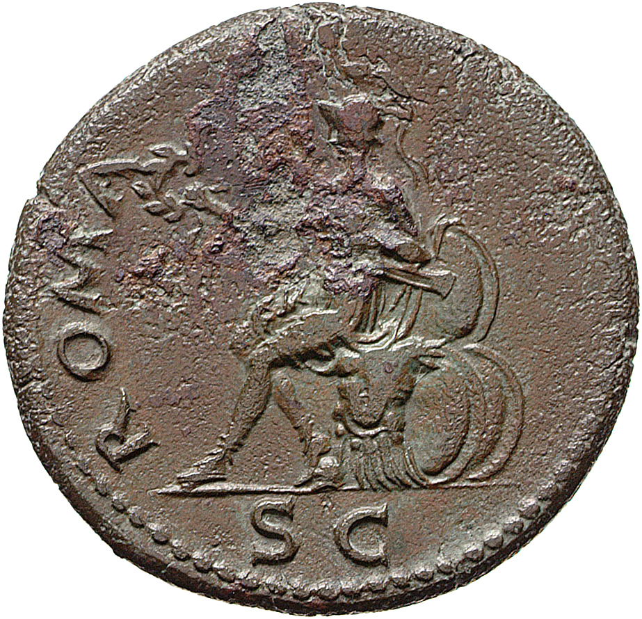 RIC II, Part 1 (second edition) Vespasian 1150 Vespasian reverse, Roma seated left on cuirass, holding Victory and parazon...