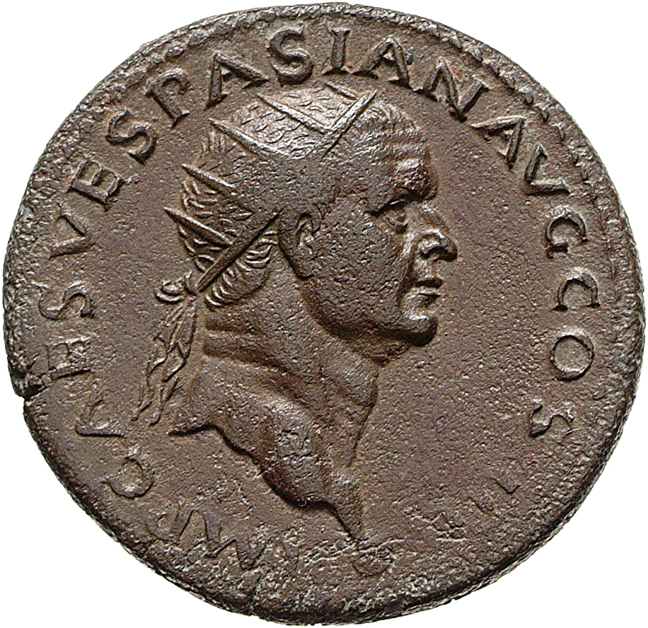 RIC II, Part 1 (second edition) Vespasian 1150 Vespasian obverse, Head of Vespasian, radiate, right; globe at point of neck