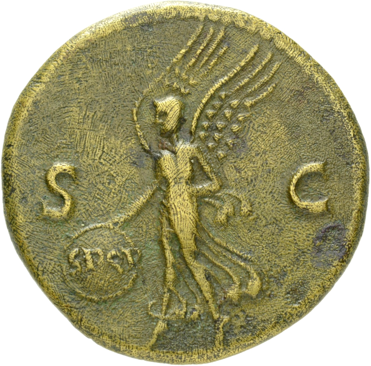 RIC II, Part 1 (second edition) Vespasian 1152 Vespasian reverse, Victory, draped, advancing left, holding shield inscribe...