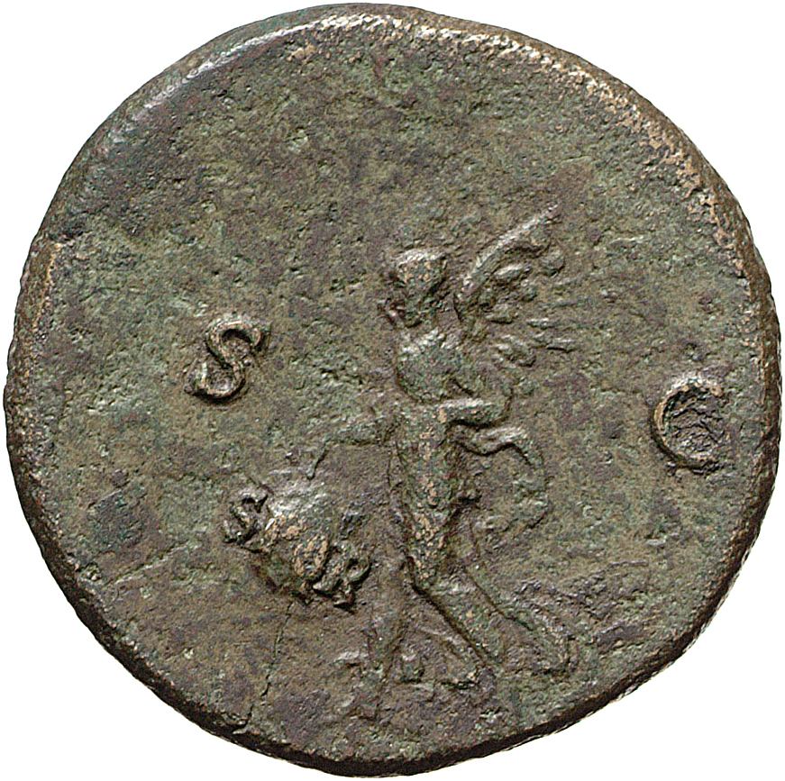 RIC II, Part 1 (second edition) Vespasian 1153 Vespasian reverse, Victory, draped, advancing left, holding shield inscribe...