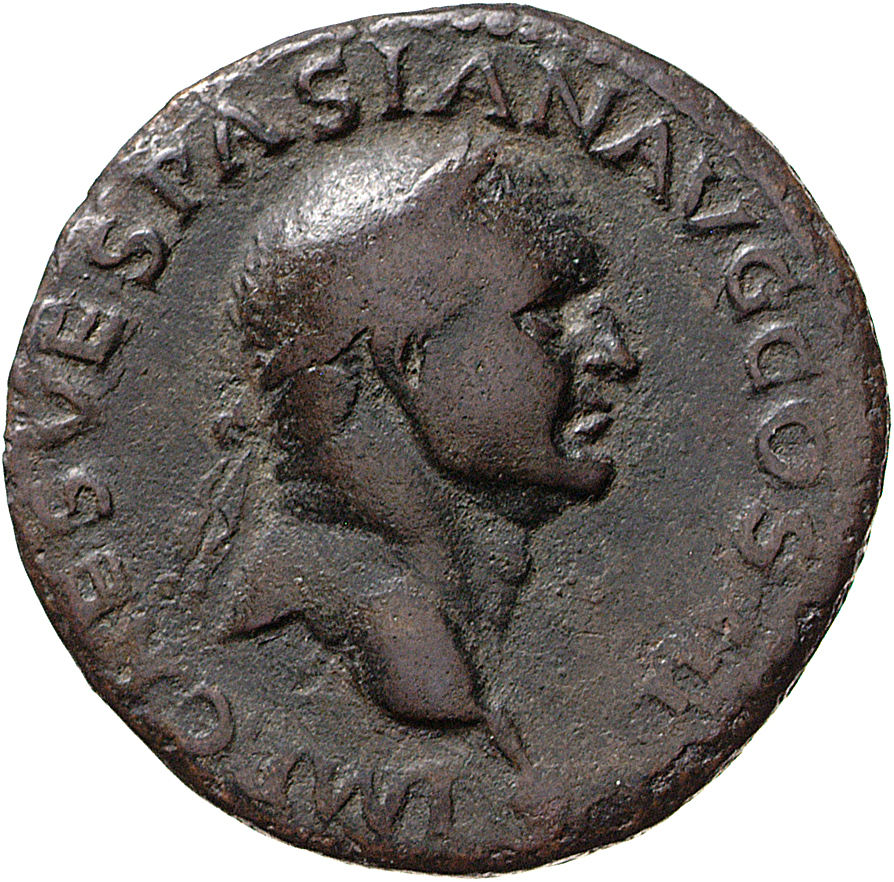 RIC II, Part 1 (second edition) Vespasian 1161 Vespasian obverse, Head of Vespasian, laureate, right; globe at point of neck
