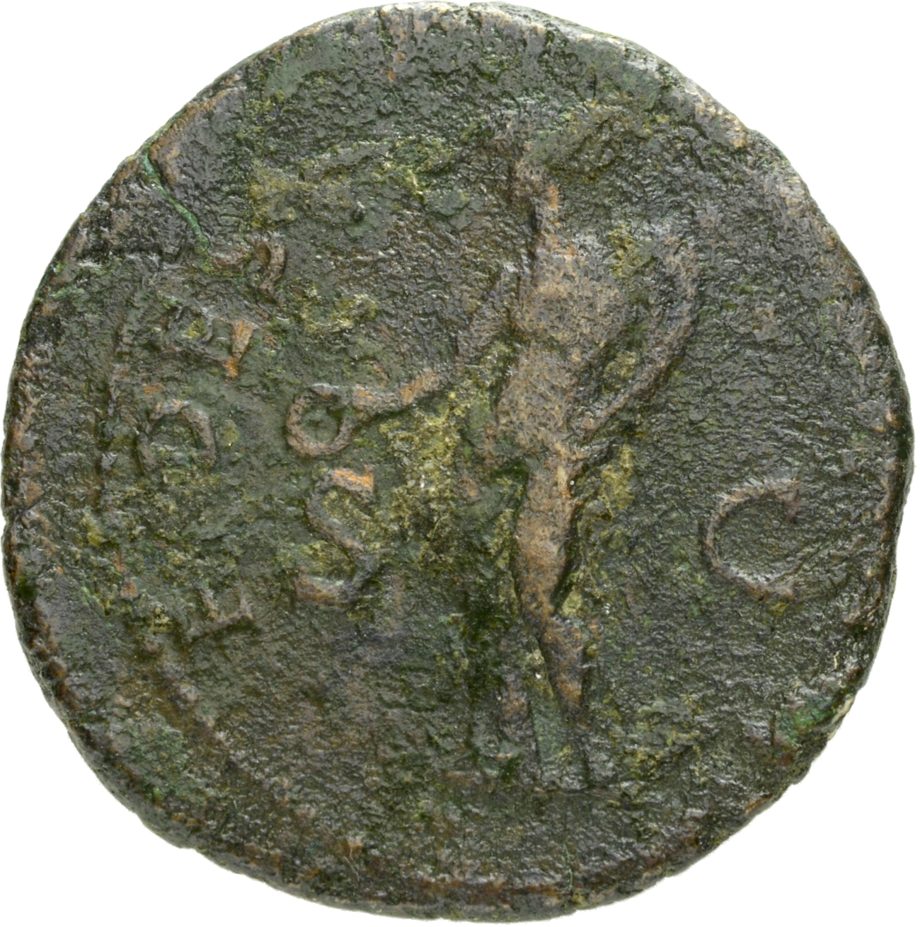 Vespasian reverse — Fides standing left, holding patera and cornucopiae