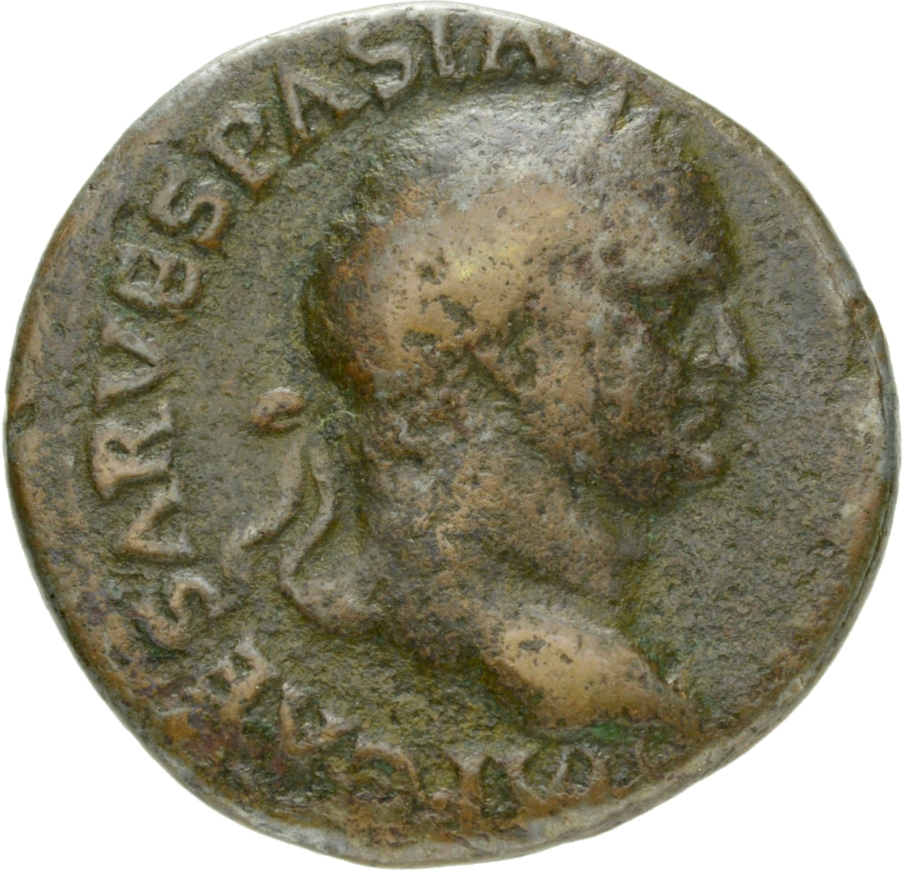 RIC II, Part 1 (second edition) Vespasian 1167 Vespasian obverse, Head of Vespasian, laureate, right; globe at point of neck