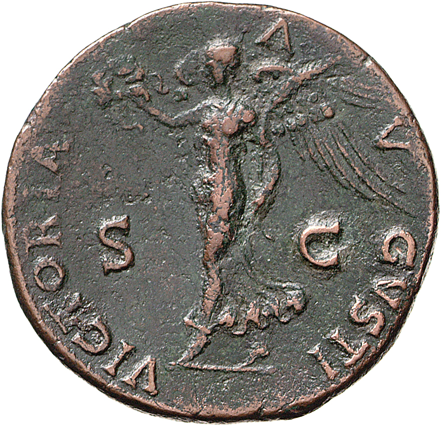RIC II, Part 1 (second edition) Vespasian 1176 Vespasian reverse, Victory, draped, advancing left, holding wreath in right...