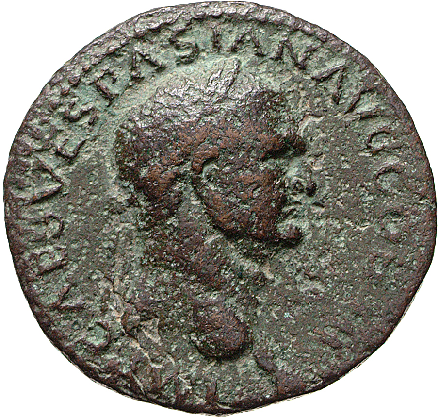 RIC II, Part 1 (second edition) Vespasian 1176 Vespasian obverse, Head of Vespasian, laureate, right; globe at point of neck