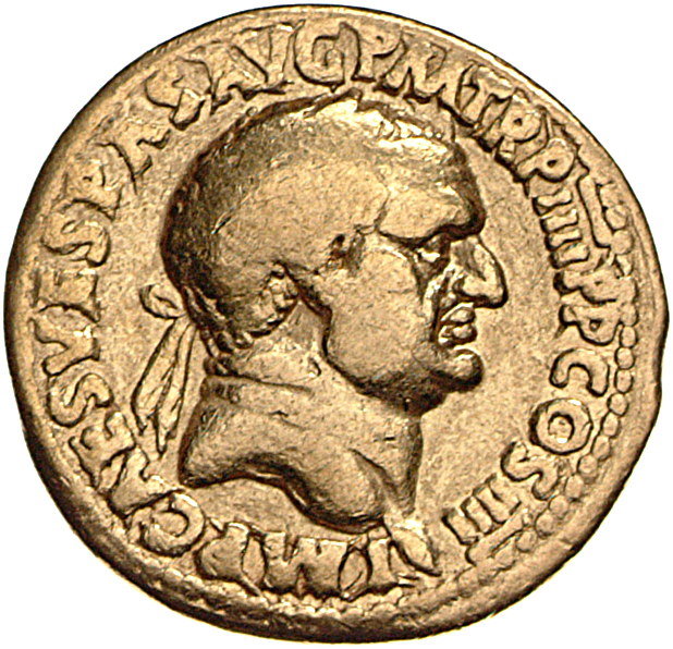 Vespasian obverse — Head of Vespasian, laureate, right