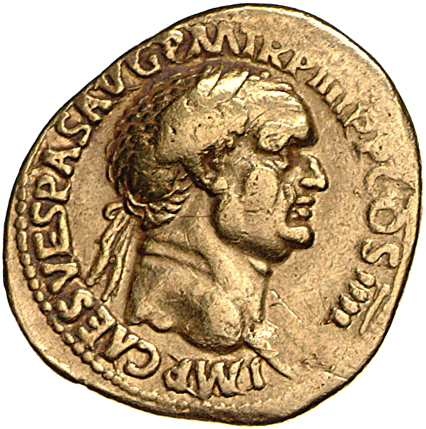 Vespasian obverse — Head of Vespasian, laureate, right
