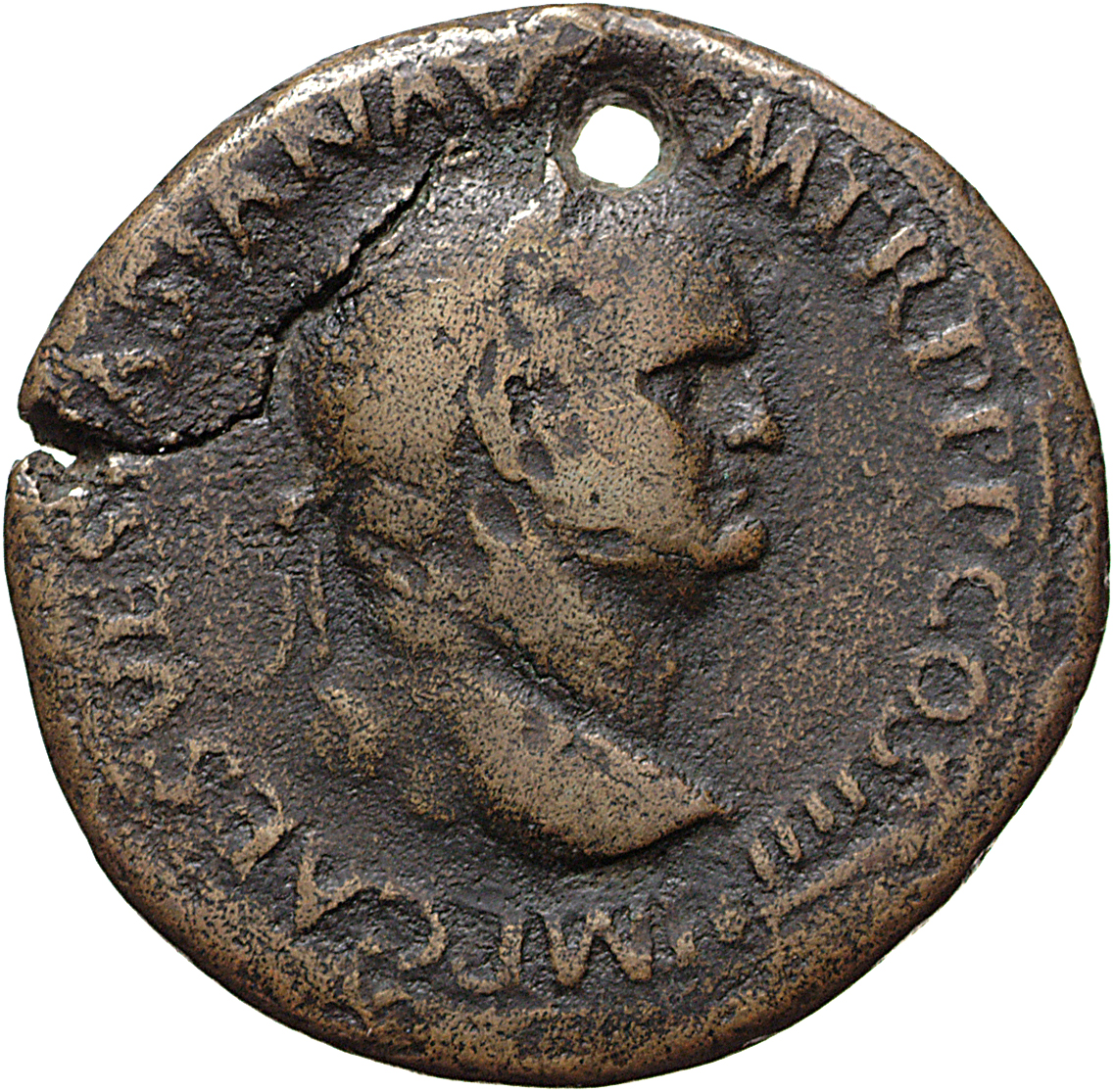 RIC II, Part 1 (second edition) Vespasian 1183 Vespasian obverse, Head of Vespasian, laureate, right; globe at point of neck
