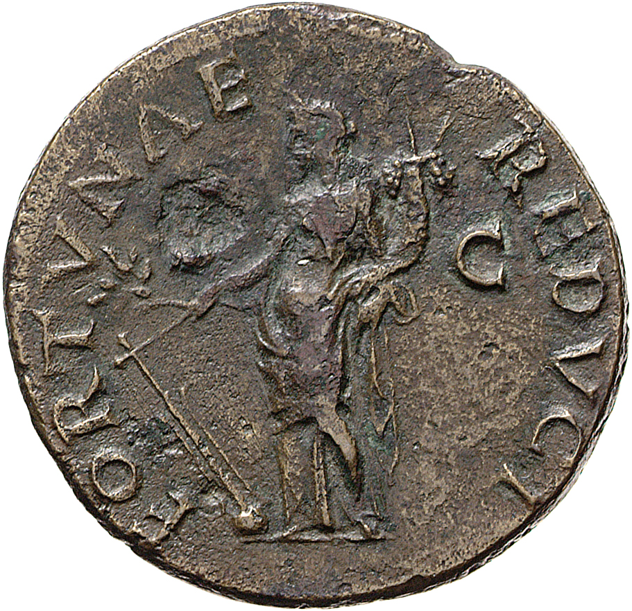 RIC II, Part 1 (second edition) Vespasian 1187 Vespasian reverse, Fortuna, draped, standing left, holding branch and rudde...