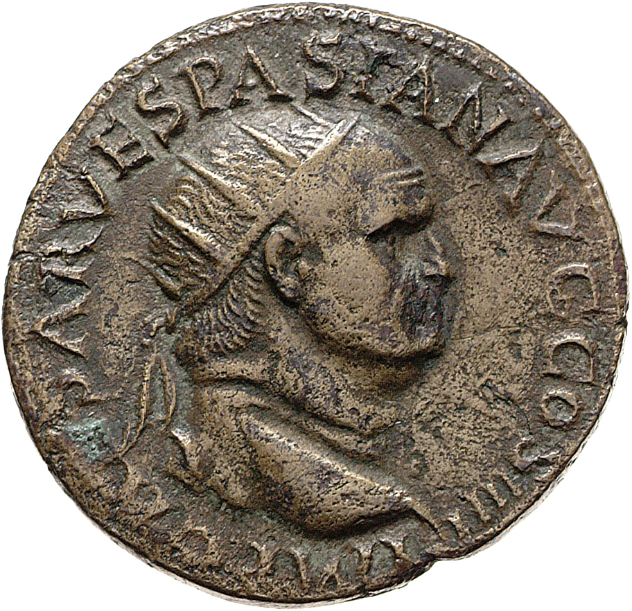 RIC II, Part 1 (second edition) Vespasian 1187 Vespasian obverse, Head of Vespasian, radiate, right; globe at point of neck