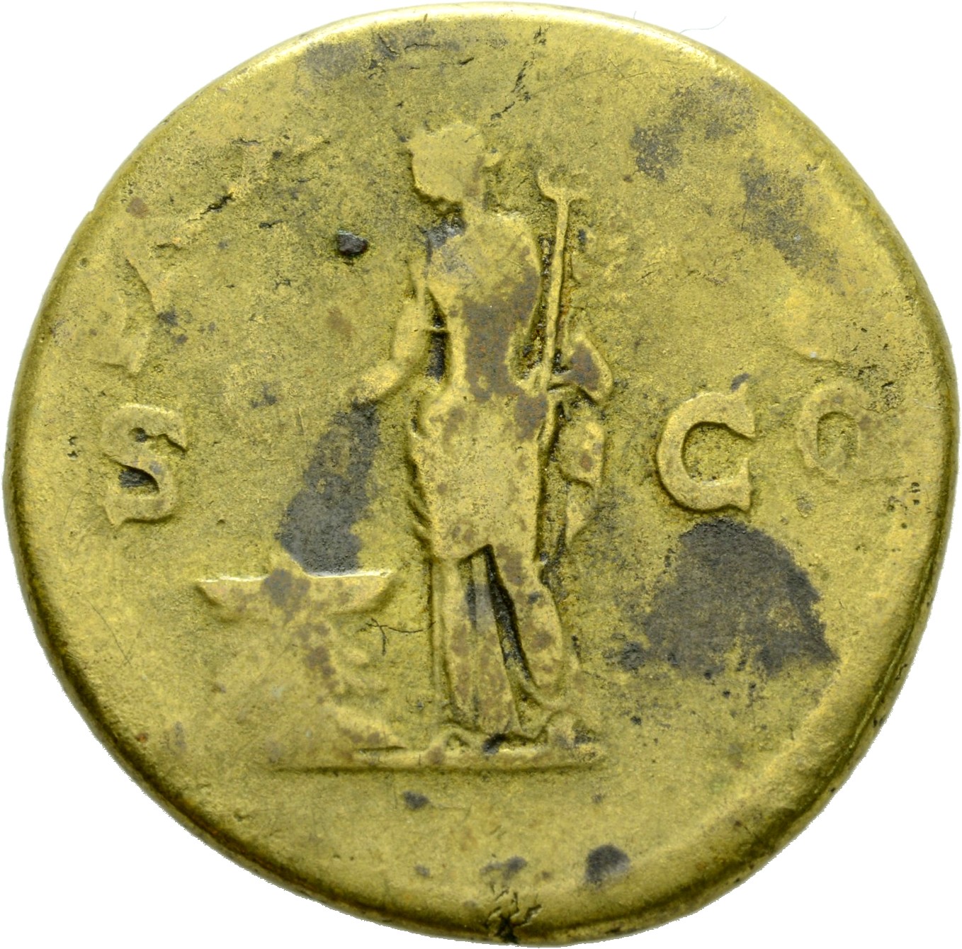 RIC II, Part 1 (second edition) Vespasian 1191 Vespasian reverse, Pax, draped, standing left, sacrificing out of patera in...