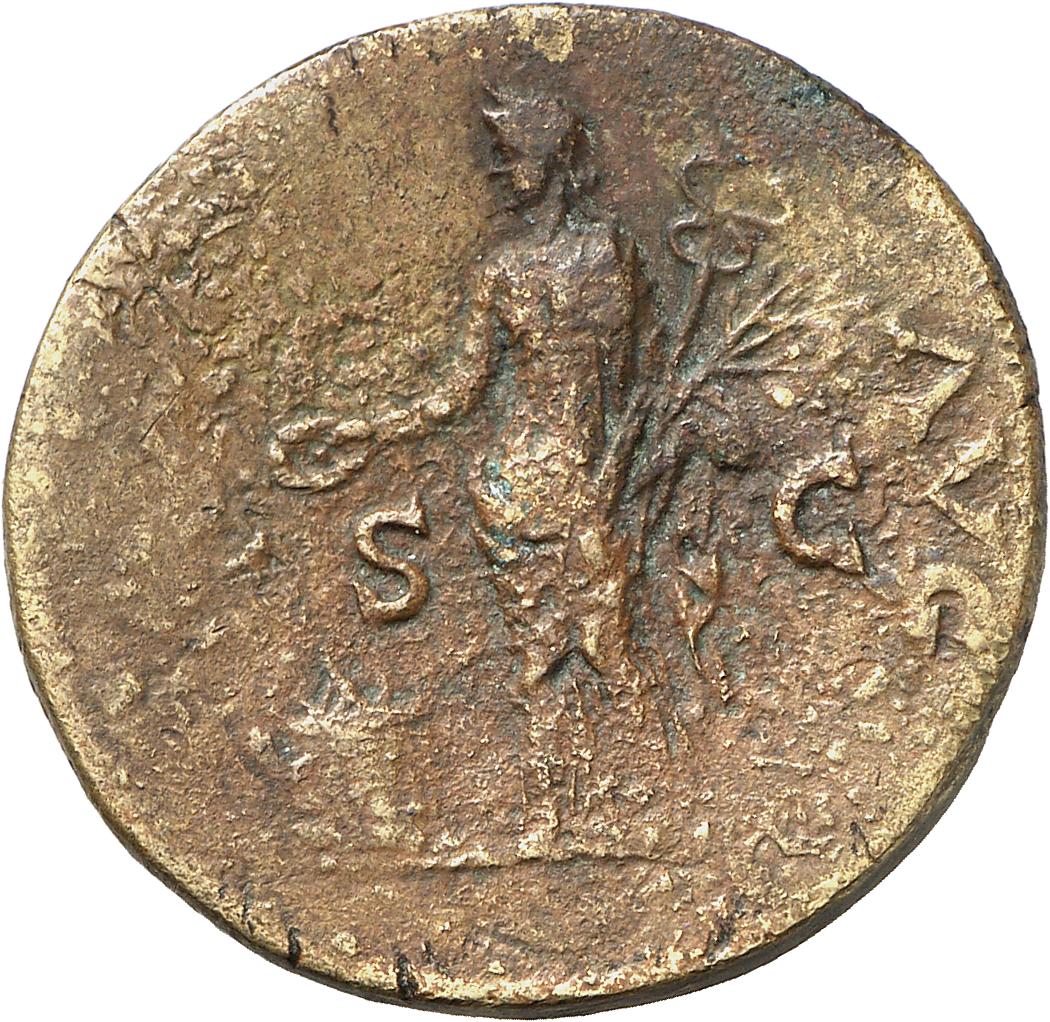RIC II, Part 1 (second edition) Vespasian 1191 Vespasian reverse, Pax, draped, standing left, sacrificing out of patera in...