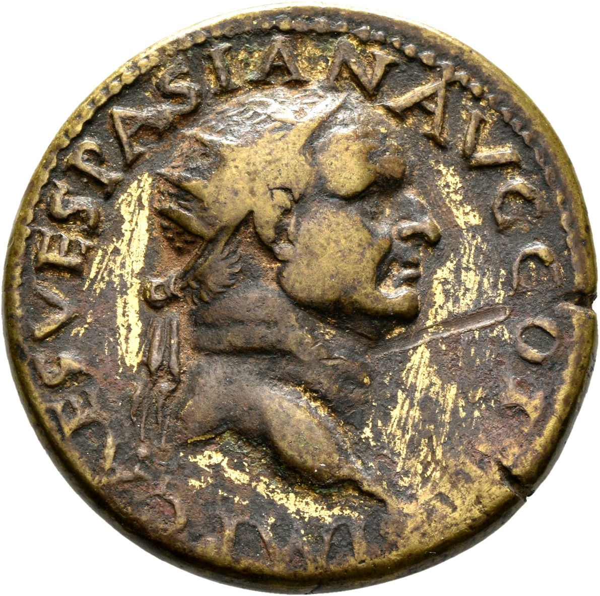RIC II, Part 1 (second edition) Vespasian 1196 Vespasian obverse, Head of Vespasian, radiate, right; globe at point of neck