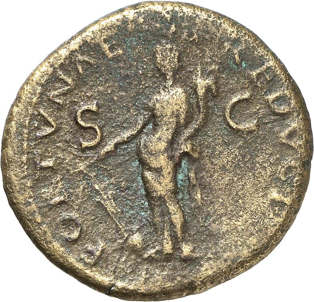 RIC II, Part 1 (second edition) Vespasian 1218 Vespasian reverse, Fortuna, draped, standing left, holding rudder set on gl...