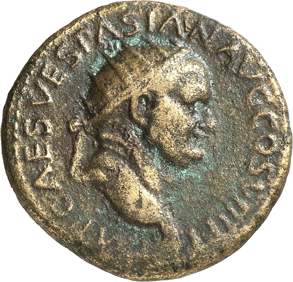 RIC II, Part 1 (second edition) Vespasian 1218 Vespasian obverse, Head of Vespasian, radiate, right; globe at point of neck