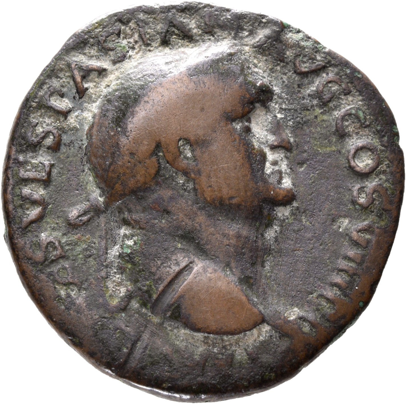 RIC II, Part 1 (second edition) Vespasian 1233 Vespasian obverse, Head of Vespasian, laureate, right; globe at point of neck