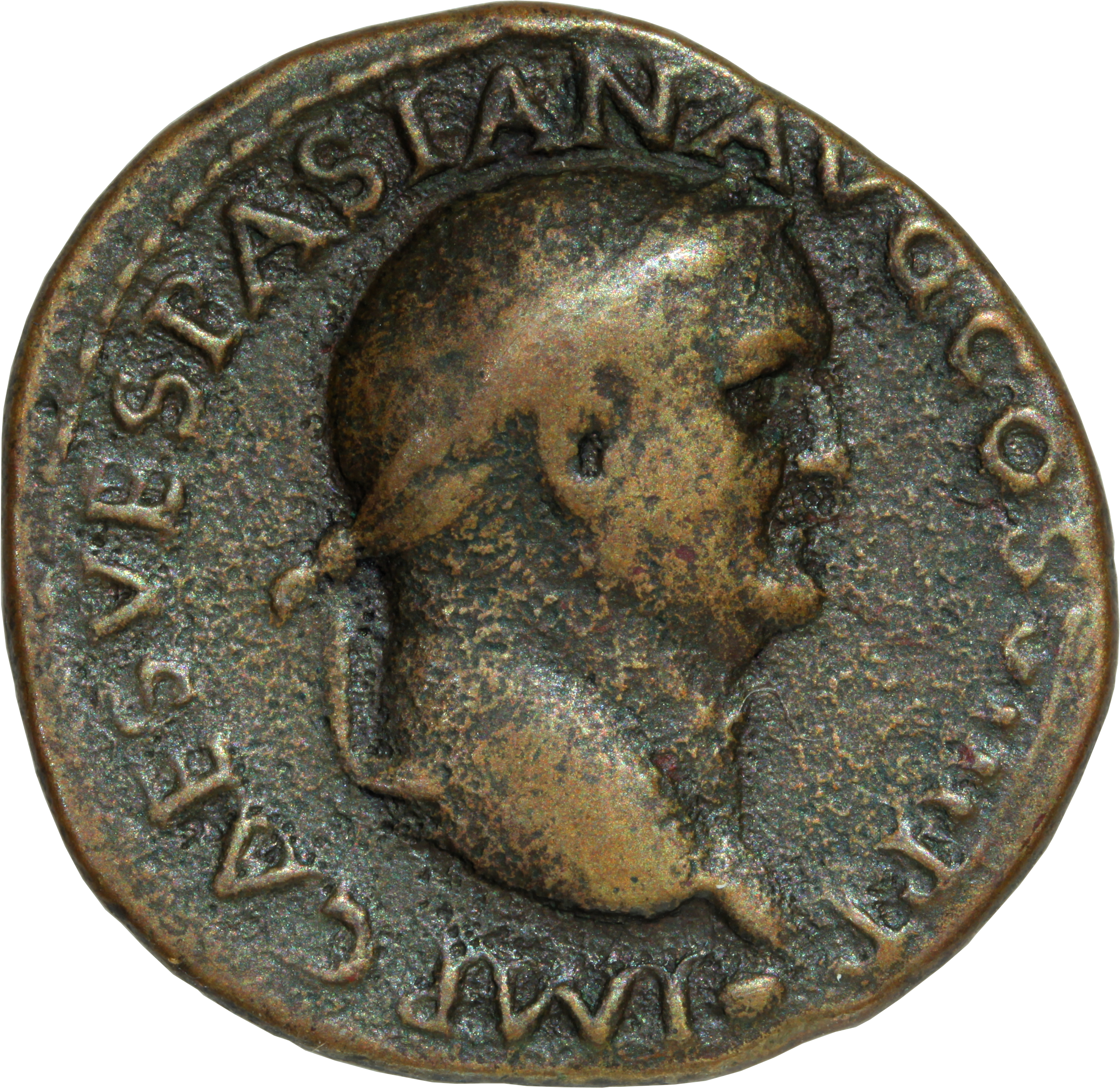 RIC II, Part 1 (second edition) Vespasian 1233 Vespasian obverse, Head of Vespasian, laureate, right; globe at point of neck