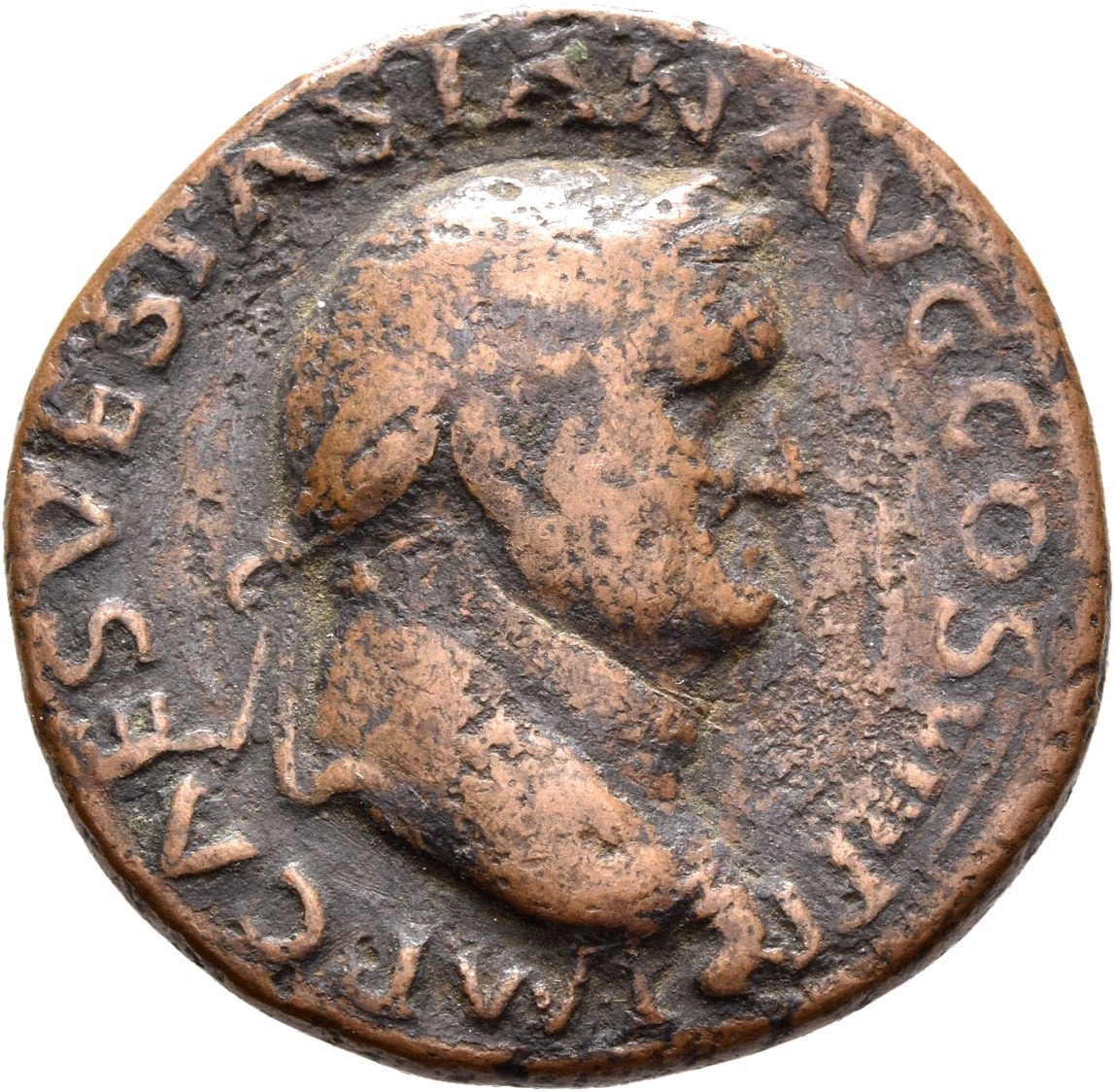 RIC II, Part 1 (second edition) Vespasian 1235 Vespasian obverse, Head of Vespasian, laureate, right; globe at point of neck