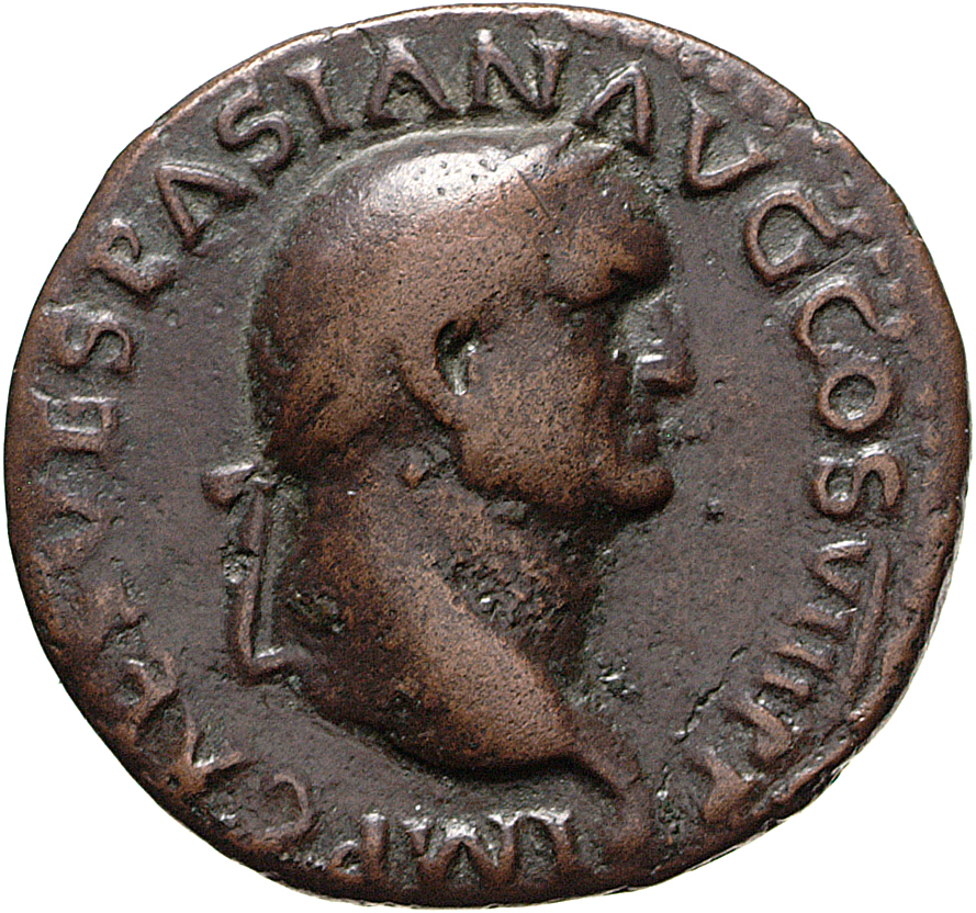RIC II, Part 1 (second edition) Vespasian 1237 Vespasian obverse, Head of Vespasian, laureate, right; globe at point of neck