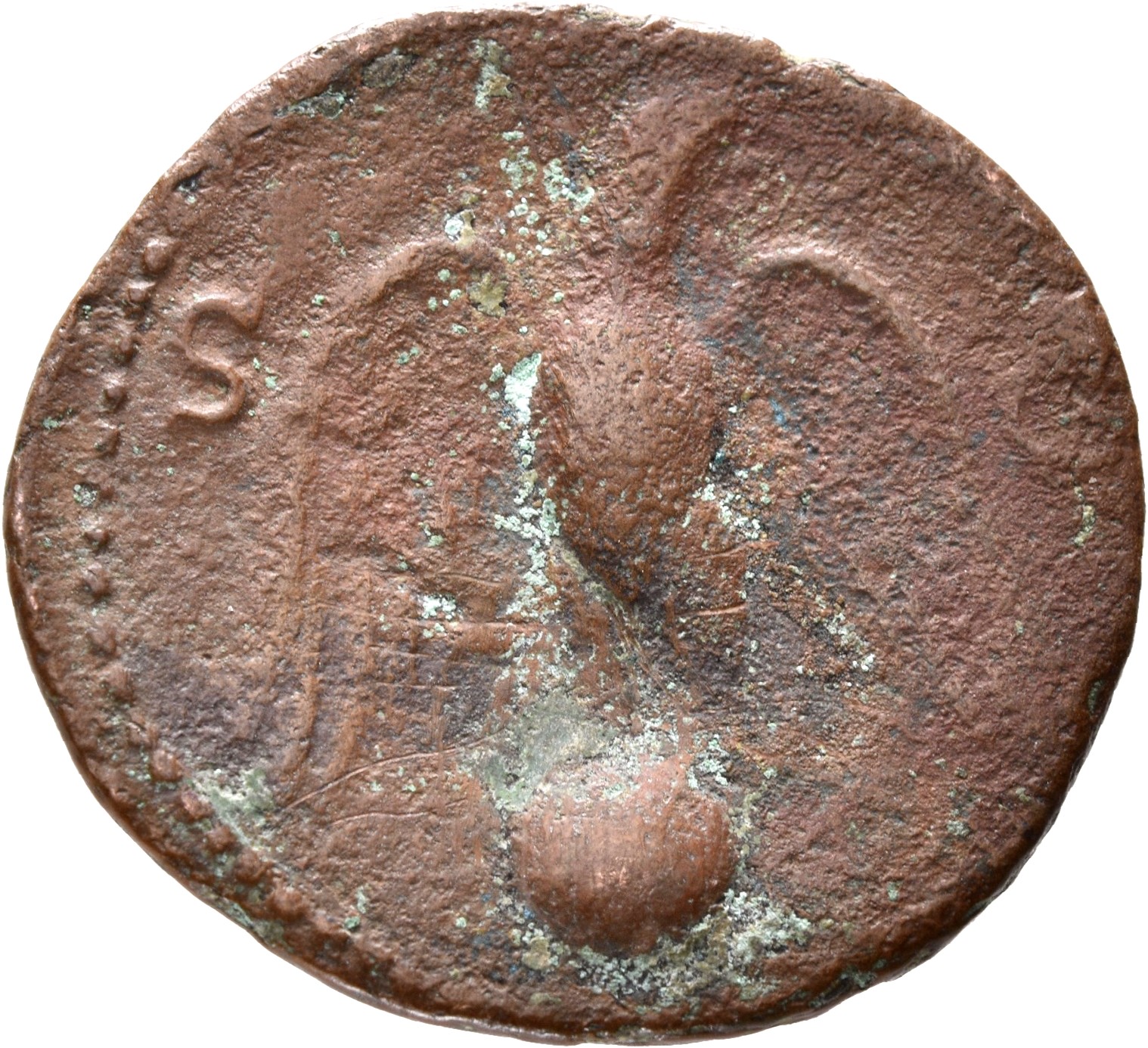 Vespasian reverse — Eagle standing front on globe, head right, wings spread