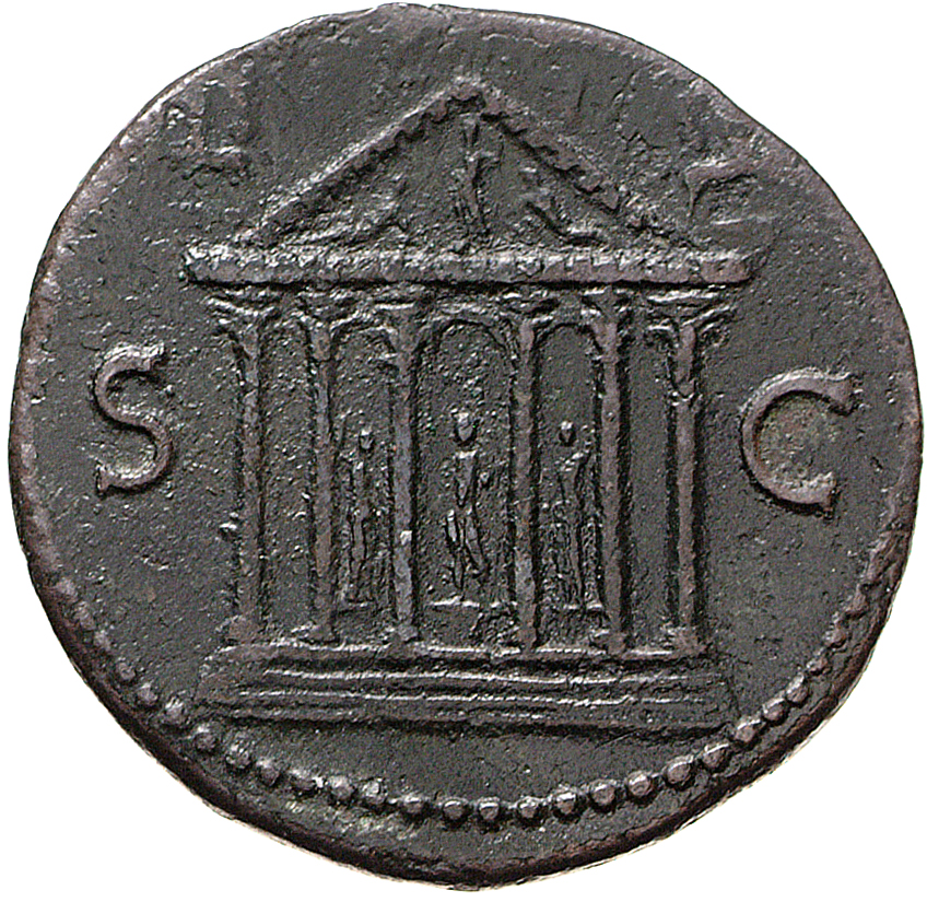 RIC II, Part 1 (second edition) Vespasian 1239 Vespasian reverse, Hexastyle Temple of Jupiter Optimus Maximus