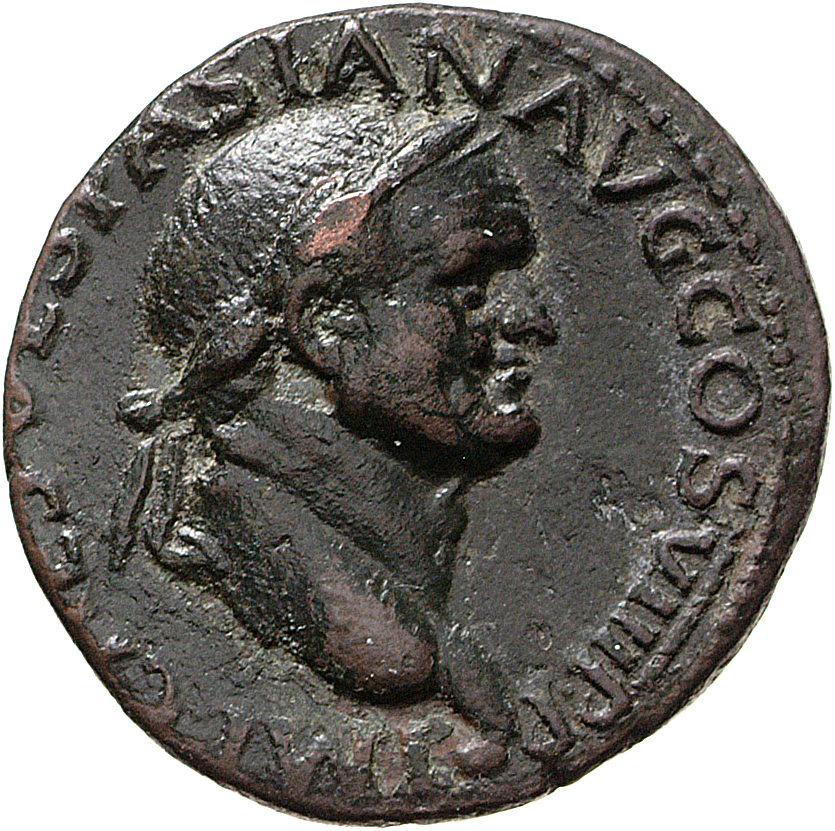 RIC II, Part 1 (second edition) Vespasian 1239 Vespasian obverse, Head of Vespasian, laureate, right; globe at point of neck