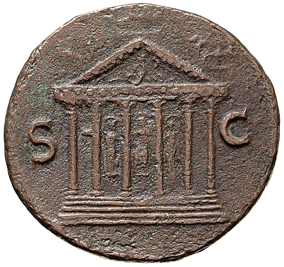 RIC II, Part 1 (second edition) Vespasian 1239 Vespasian reverse, Hexastyle Temple of Jupiter Optimus Maximus