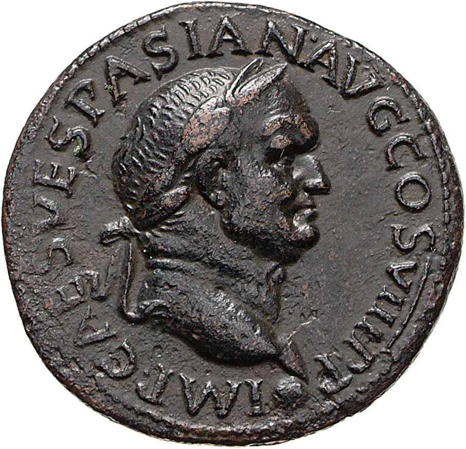 RIC II, Part 1 (second edition) Vespasian 1241 Vespasian obverse, Head of Vespasian, laureate, right; globe at point of neck