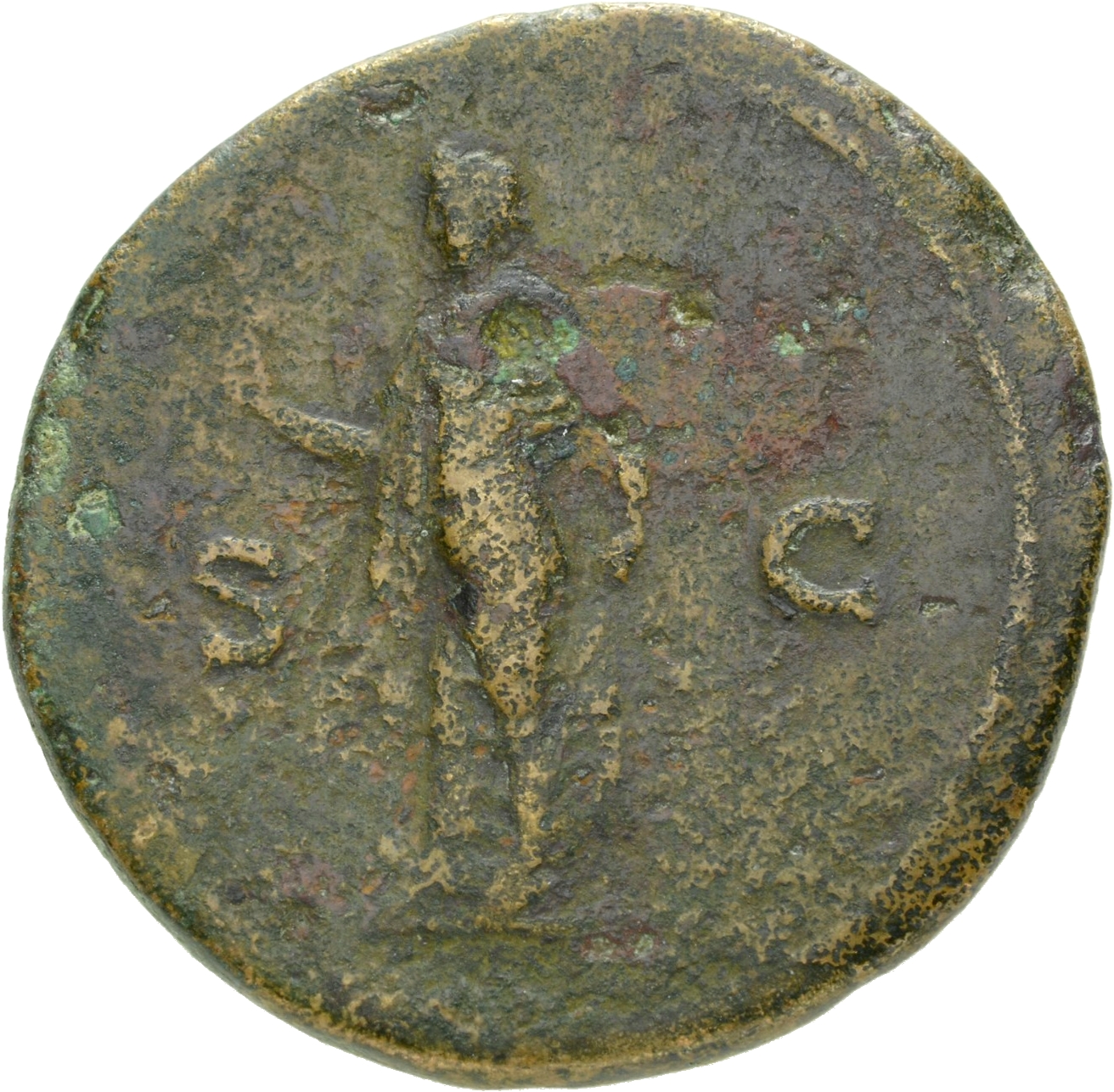 RIC II, Part 1 (second edition) Vespasian 1283 Vespasian reverse, Spes standing, left holding flower in right and raising ...