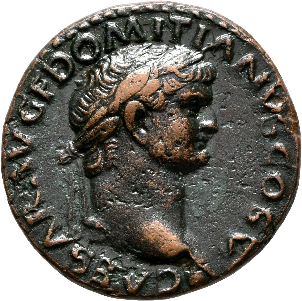 RIC II, Part 1 (second edition) Vespasian 1290 Vespasian obverse, Head of Domitian, laureate, right; globe at point of neck
